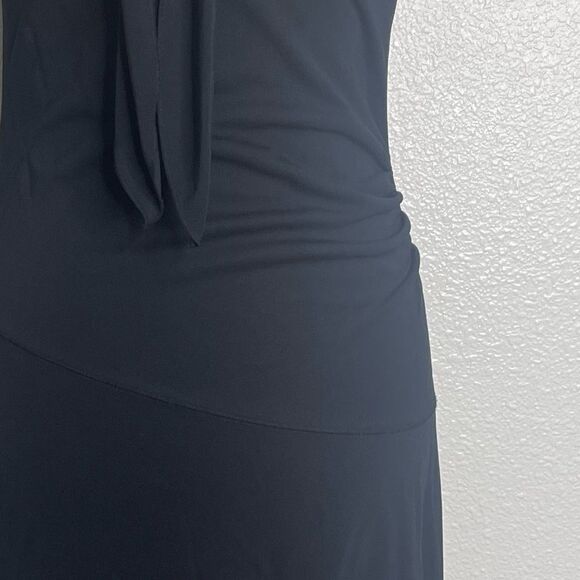 Vintage 90s Express Dress Asymmetrical Black Beaded Bow Boho Vacation MIDI - Picture 3 of 9